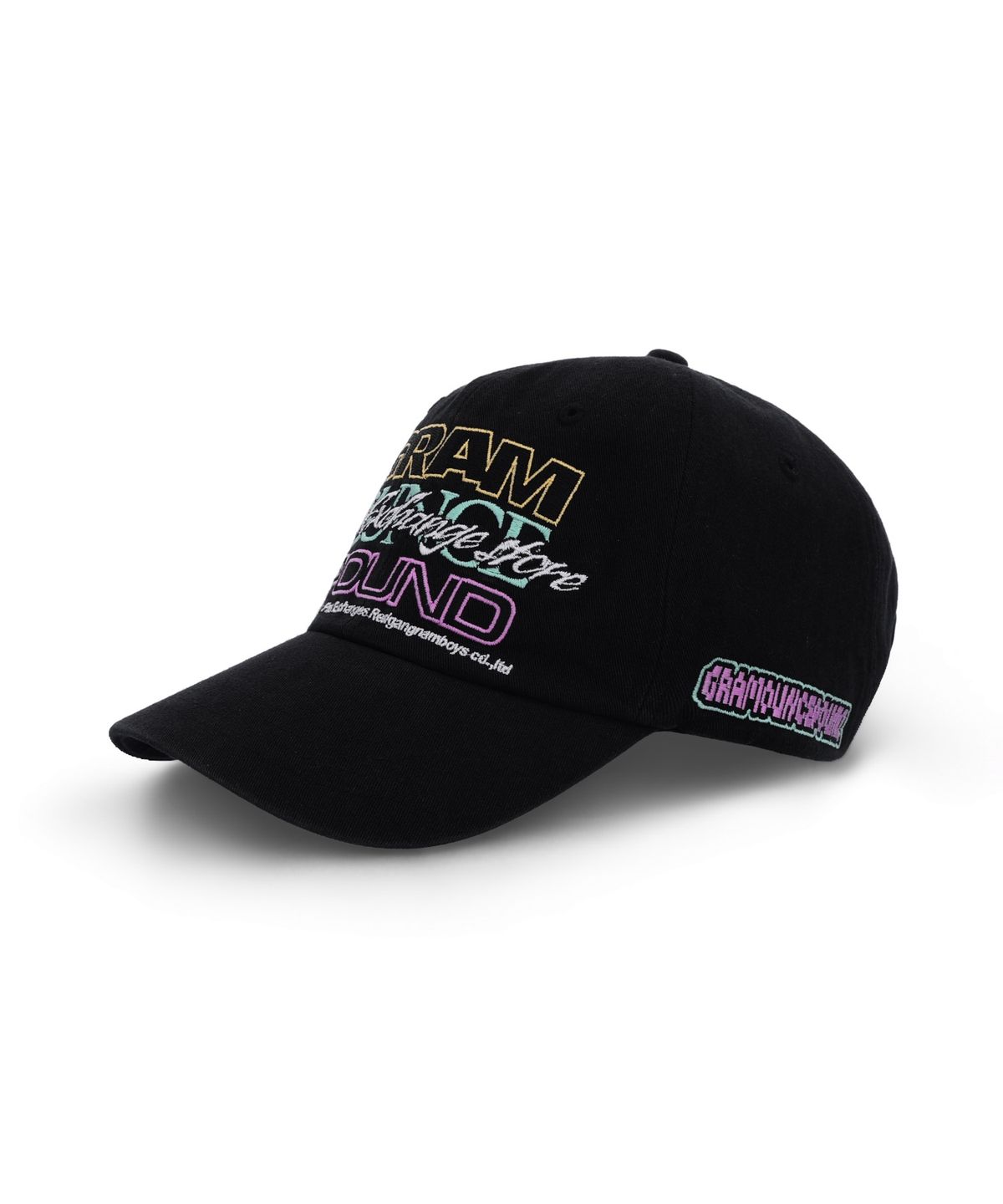 그램 아운스 파운드(GRAM OUNCE POUND) TYPO OVERLAPPED 6-PANEL CAP Black & PInk