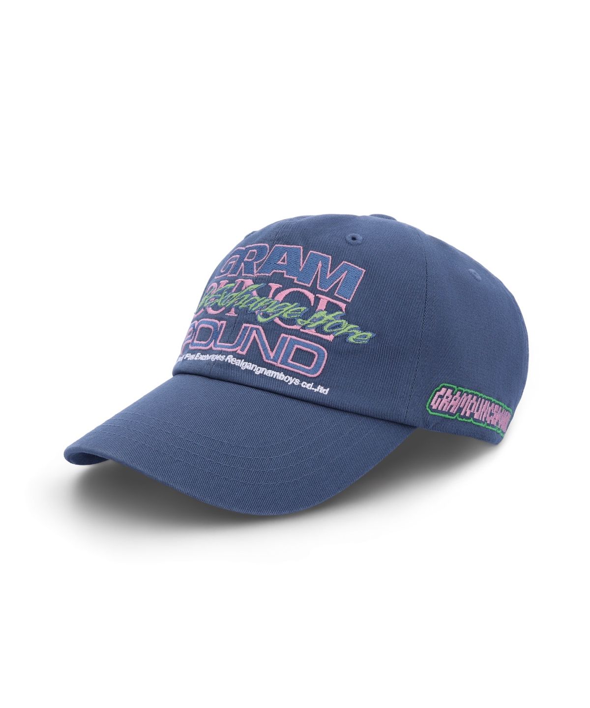 그램 아운스 파운드(GRAM OUNCE POUND) TYPO OVERLAPPED 6-PANEL CAP Washed Navy