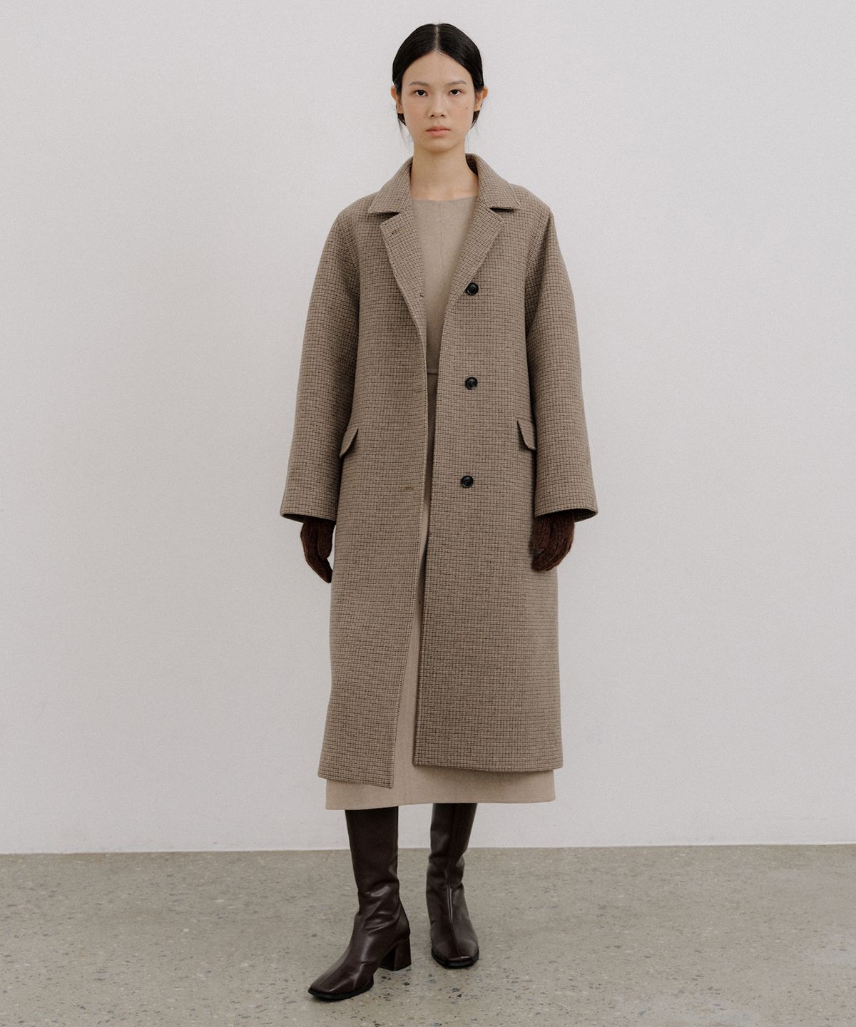 오떼뜨(OCTETTE) WOOL BALMACAAN SINGLE COAT-CHECK