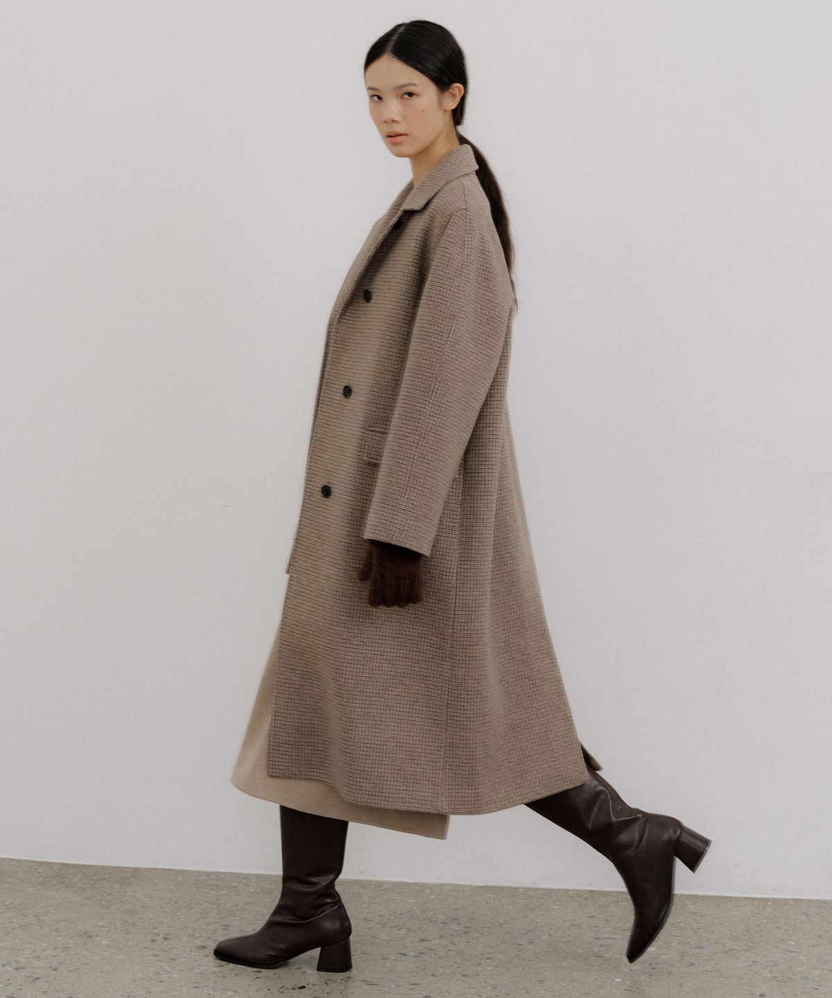 오떼뜨(OCTETTE) WOOL BALMACAAN SINGLE COAT-CHECK
