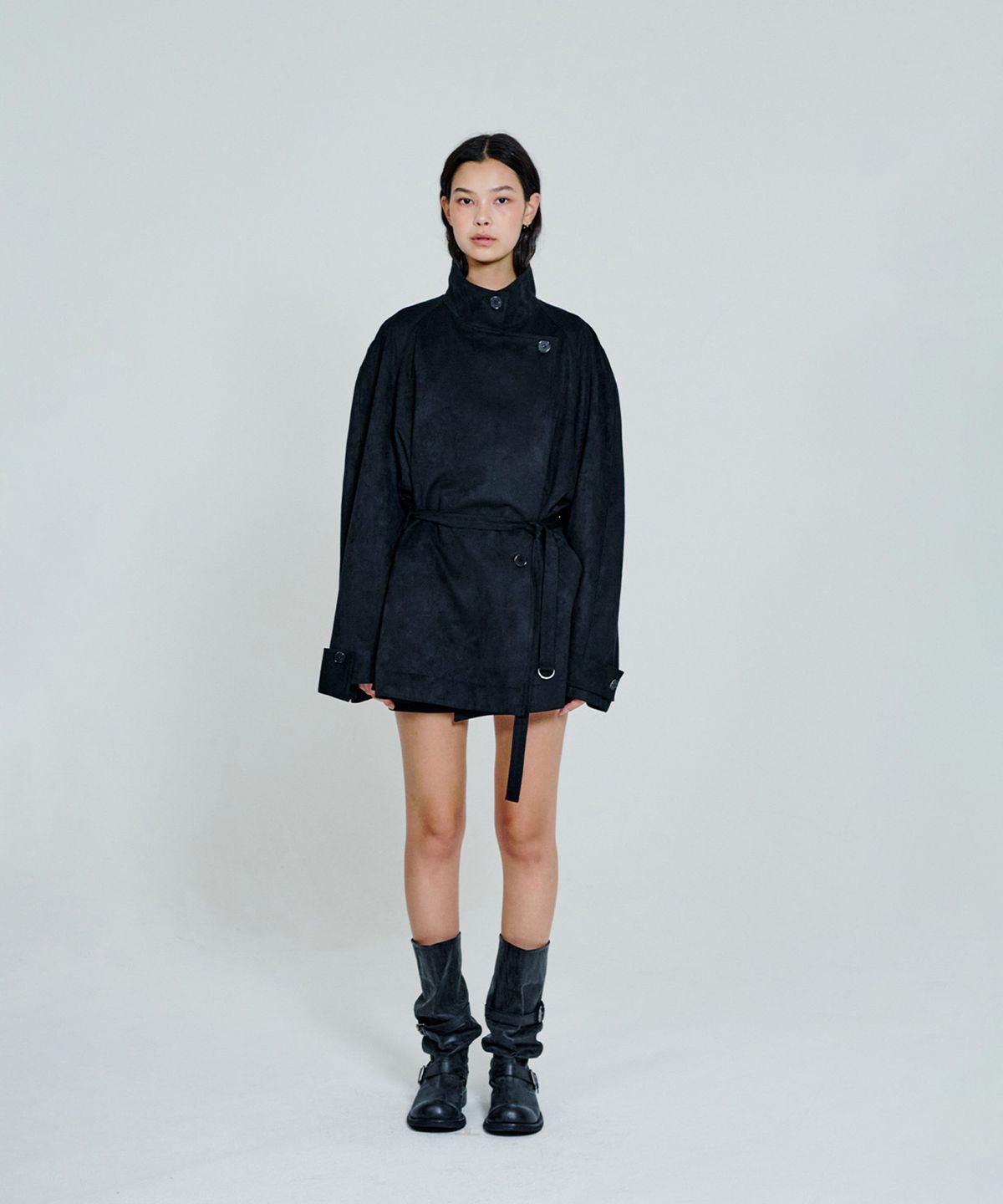 더애틋(THE AÉTUT) Suede Belted Trench Jacket_Black