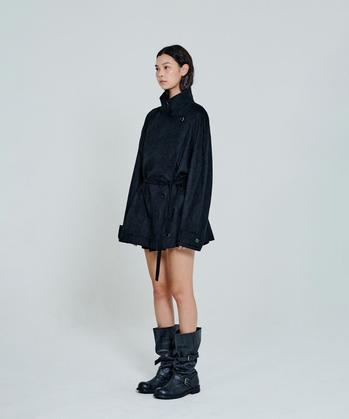 더애틋(THE AÉTUT) Suede Belted Trench Jacket_Black