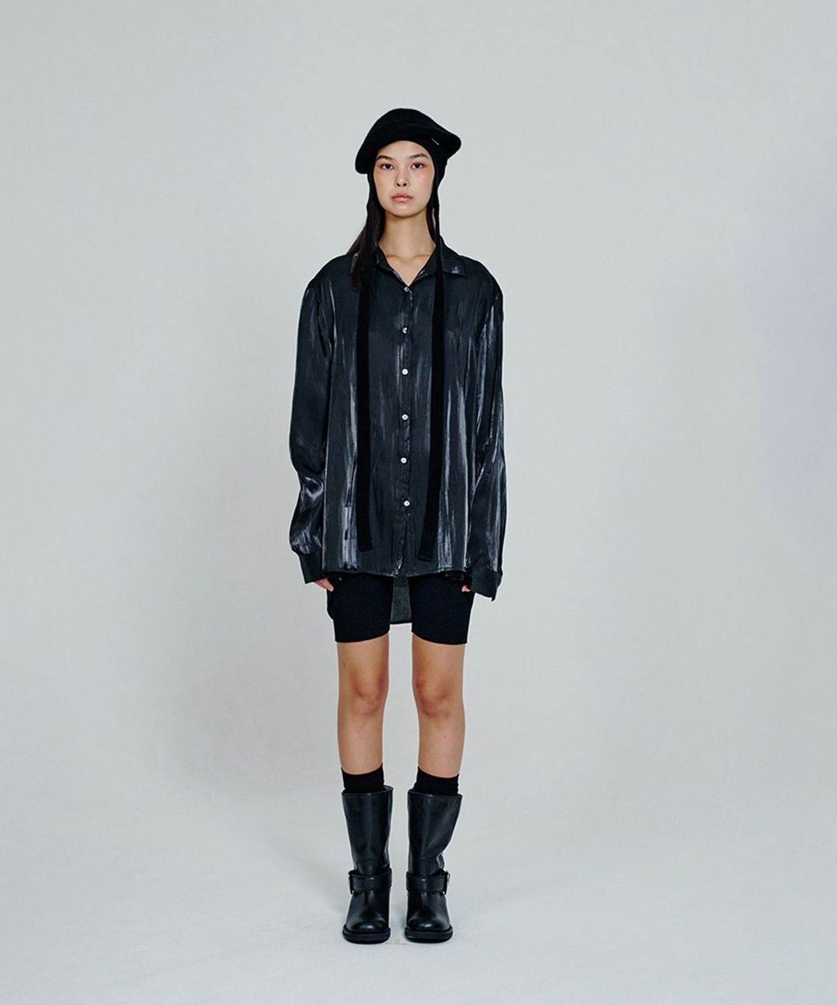 더애틋(THE AÉTUT) Glow Satin Shirt_Black