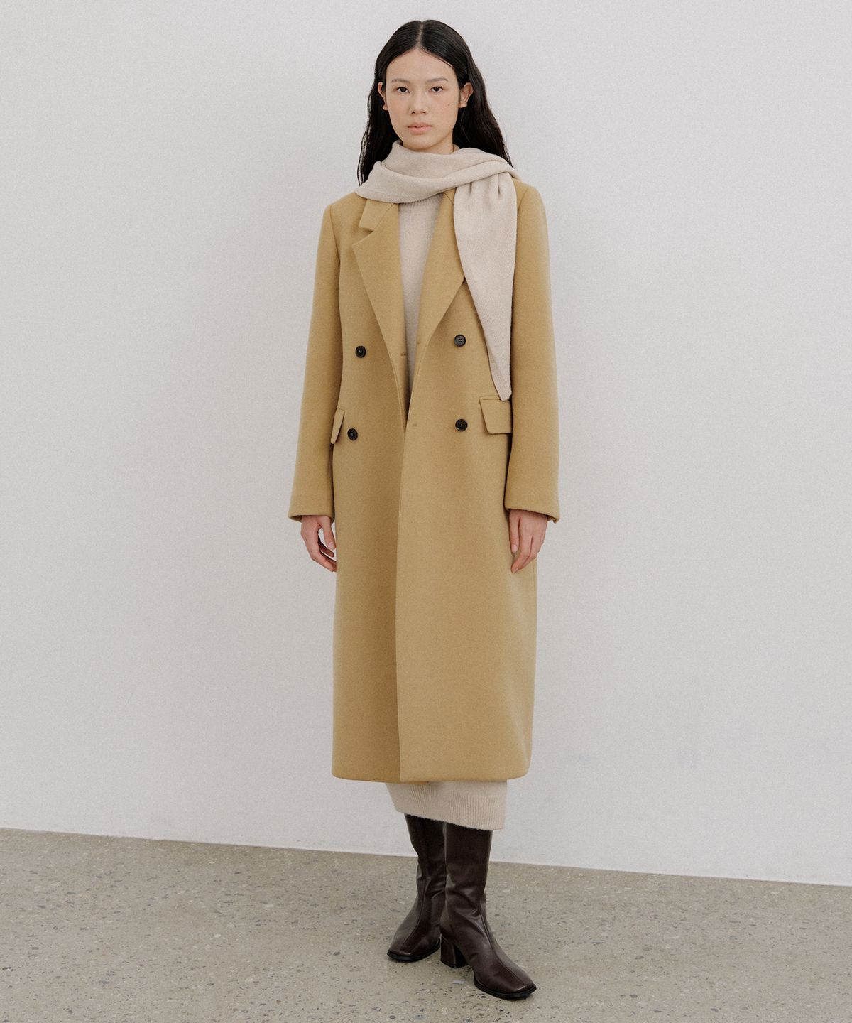 오떼뜨(OCTETTE) CASHMERE DOUBLE STAND LONG COAT_CAMEL