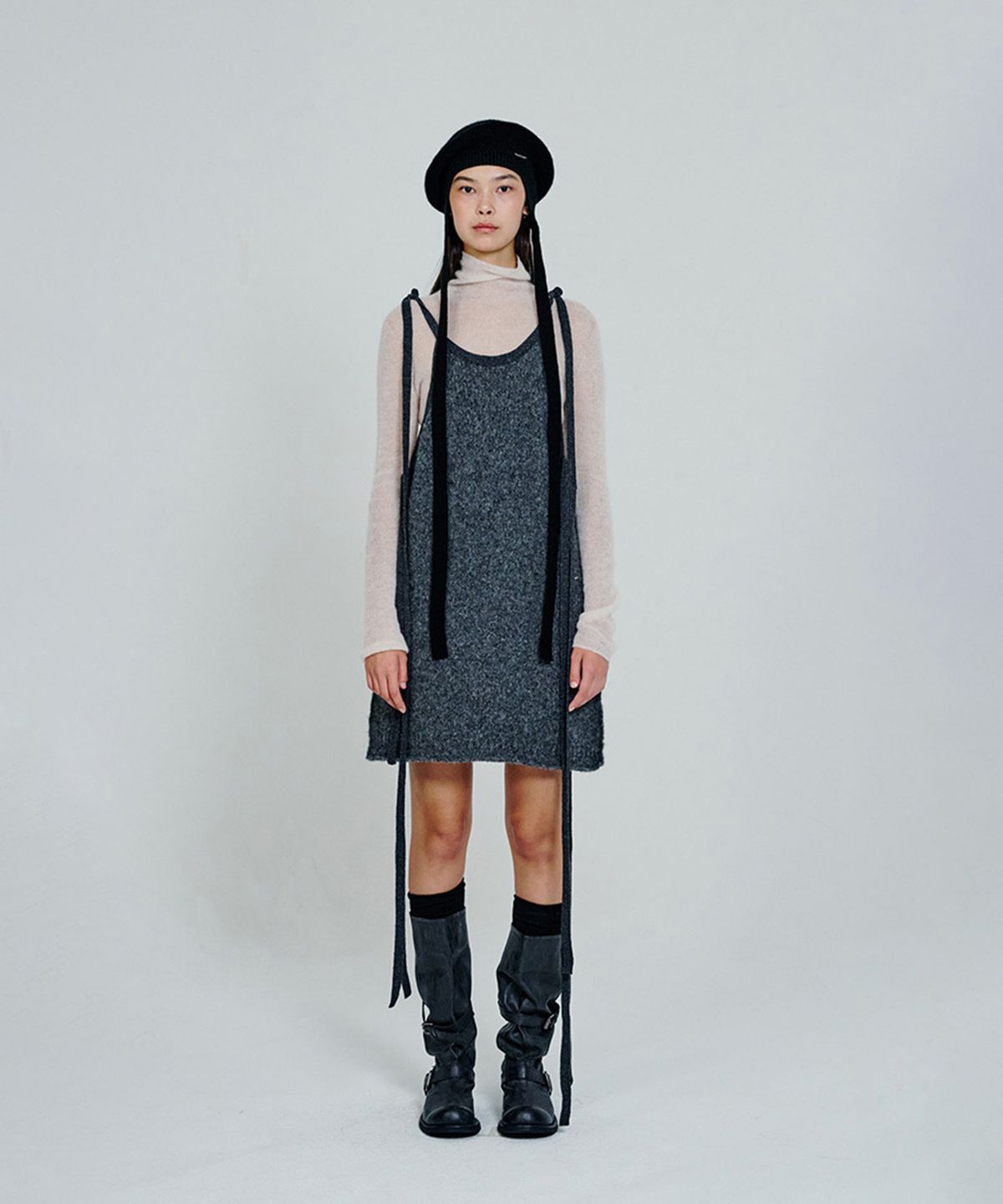더애틋(THE AÉTUT) Strap Detail Knit Mini Dress_Grey
