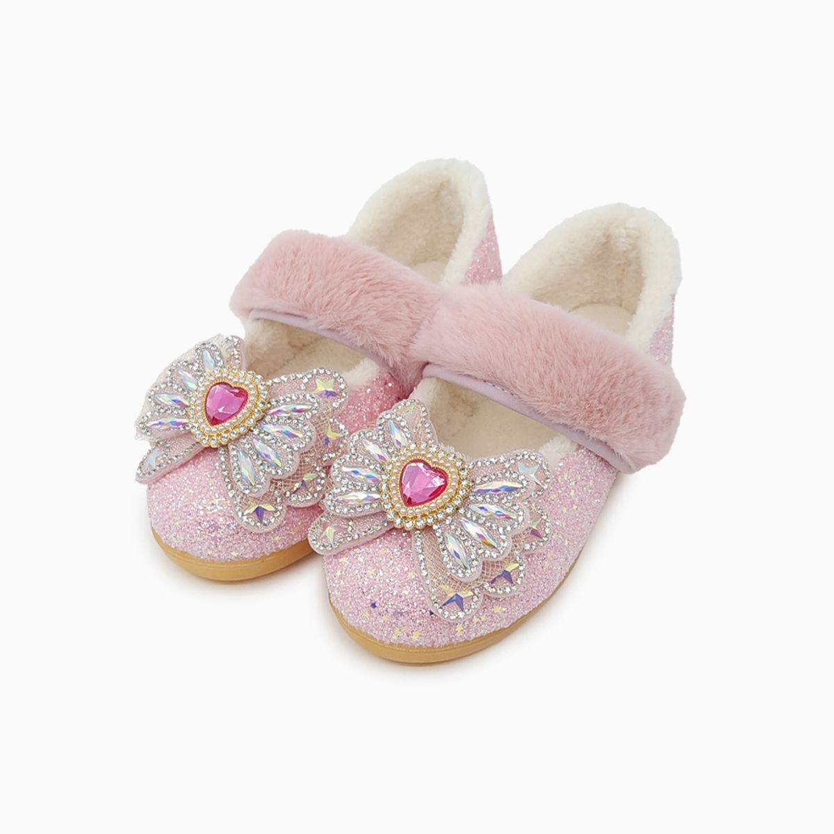 베이비솔(BABYSOLE) 폼폼슈가LED털구두