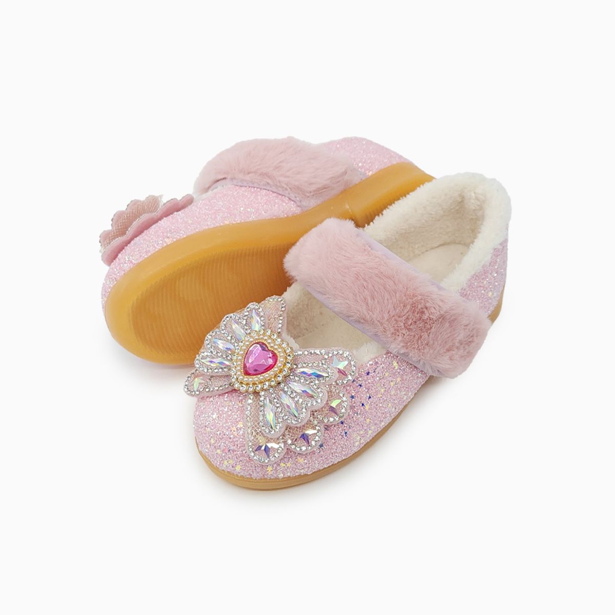 베이비솔(BABYSOLE) 폼폼슈가LED털구두