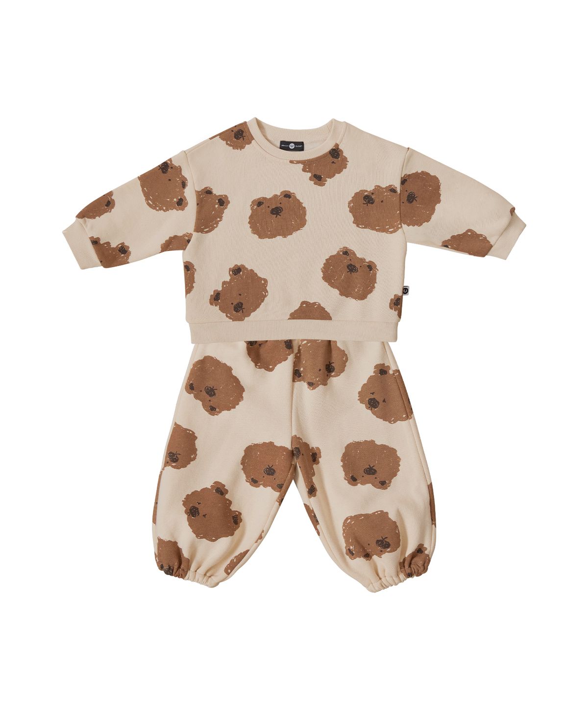 유비맘클로젯(UBMOM CLOSET) 빅토리곰 맨투맨 상하세트 베이지 C2WQ7902-BG