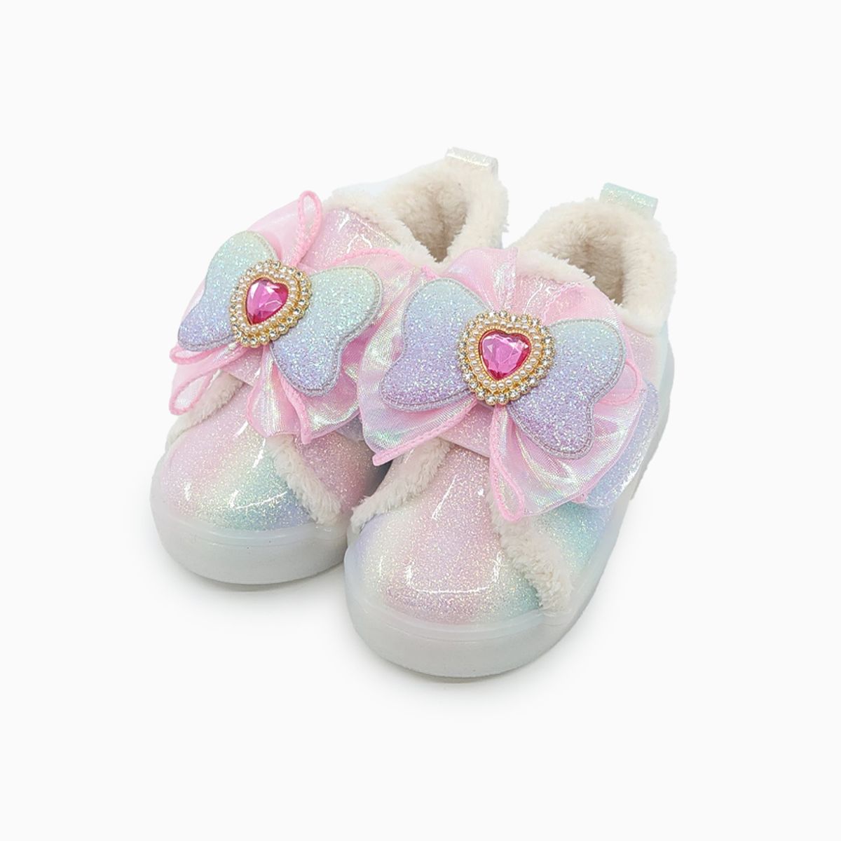 베이비솔(BABYSOLE) 폼폼엔젤LED털운동화