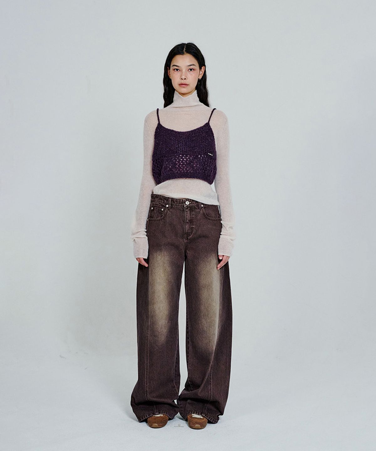 더애틋(THE AÉTUT) Side Panel Wide Denim Pants_Brown