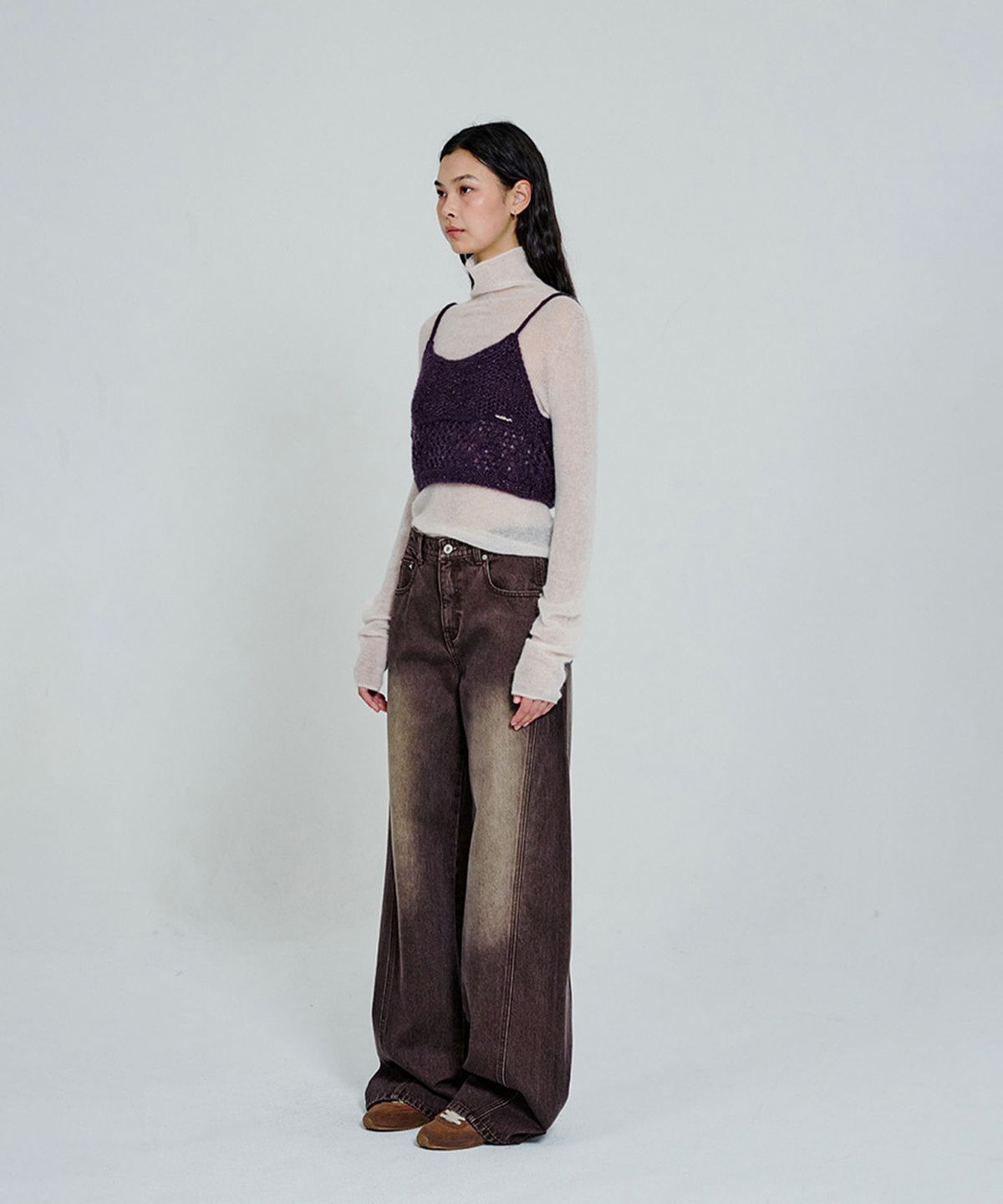 더애틋(THE AÉTUT) Side Panel Wide Denim Pants_Brown