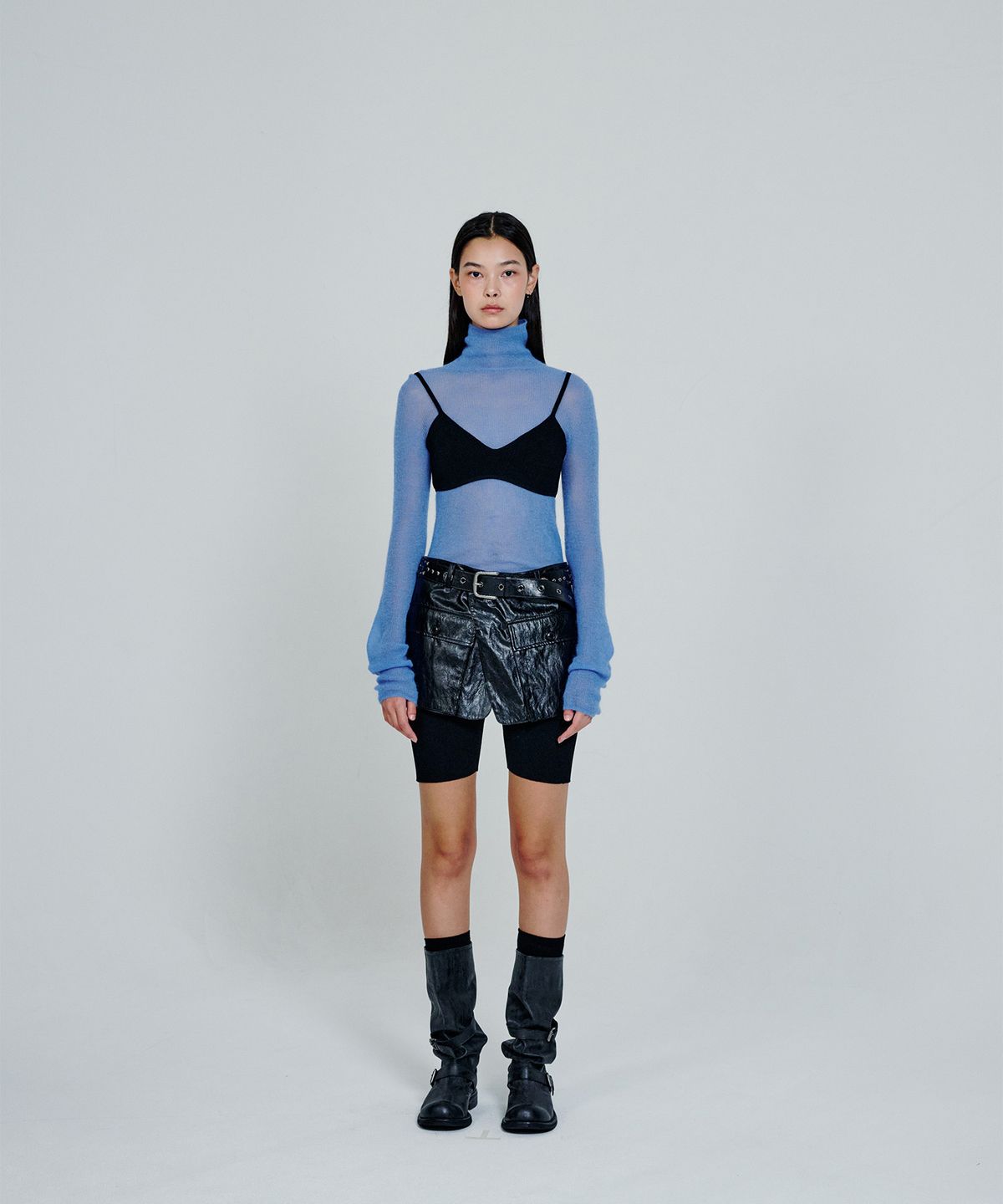 더애틋(THE AÉTUT) Leather Out-Pocket Wrap Skirt_Black