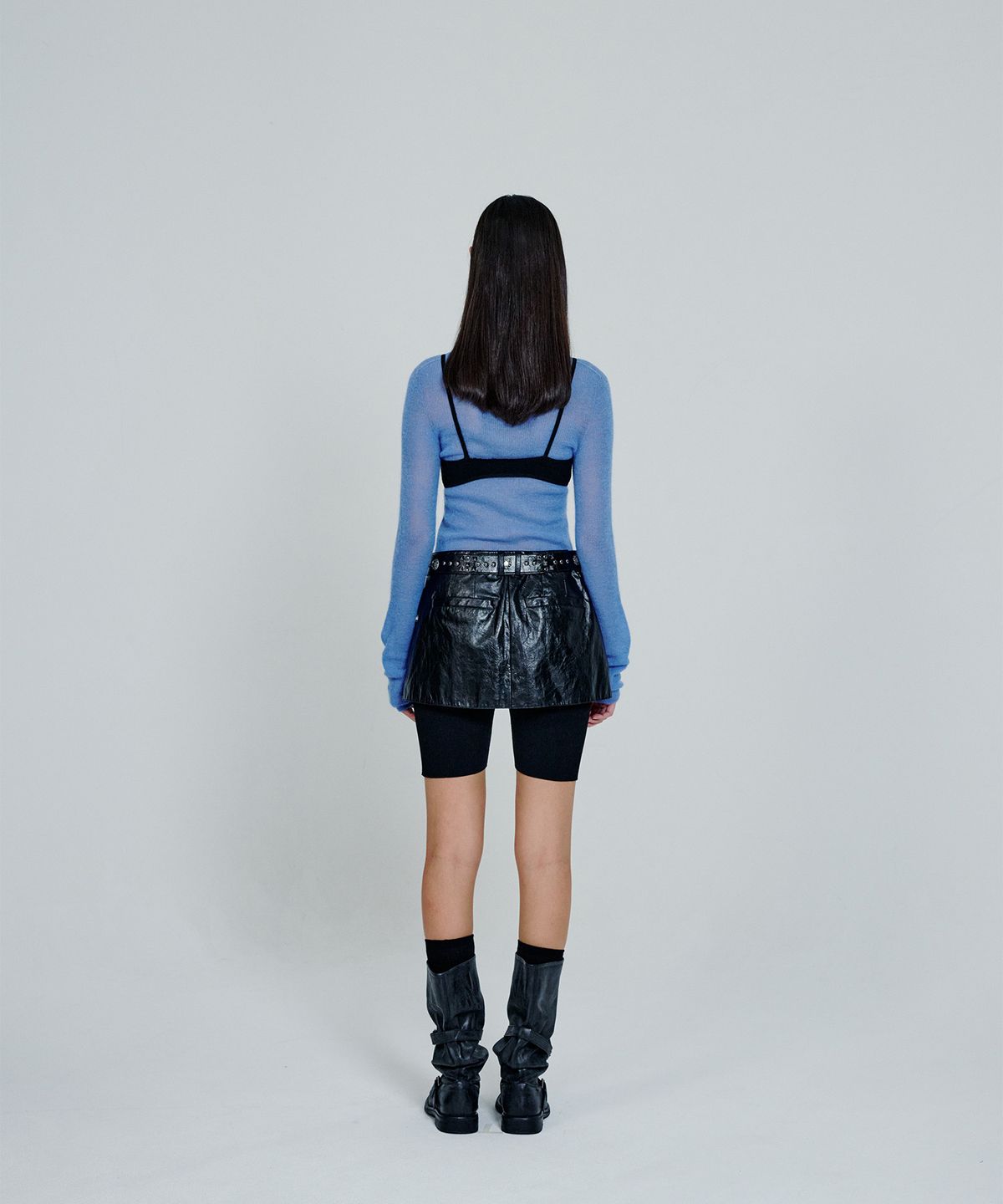 더애틋(THE AÉTUT) Leather Out-Pocket Wrap Skirt_Black