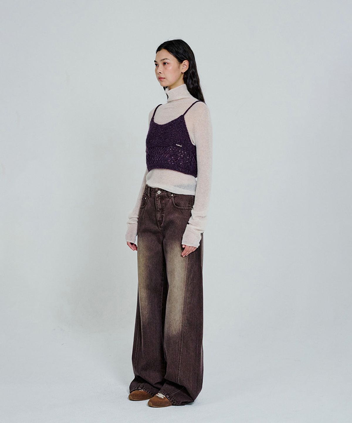 더애틋(THE AÉTUT) Mohair Crochet Top_Wine
