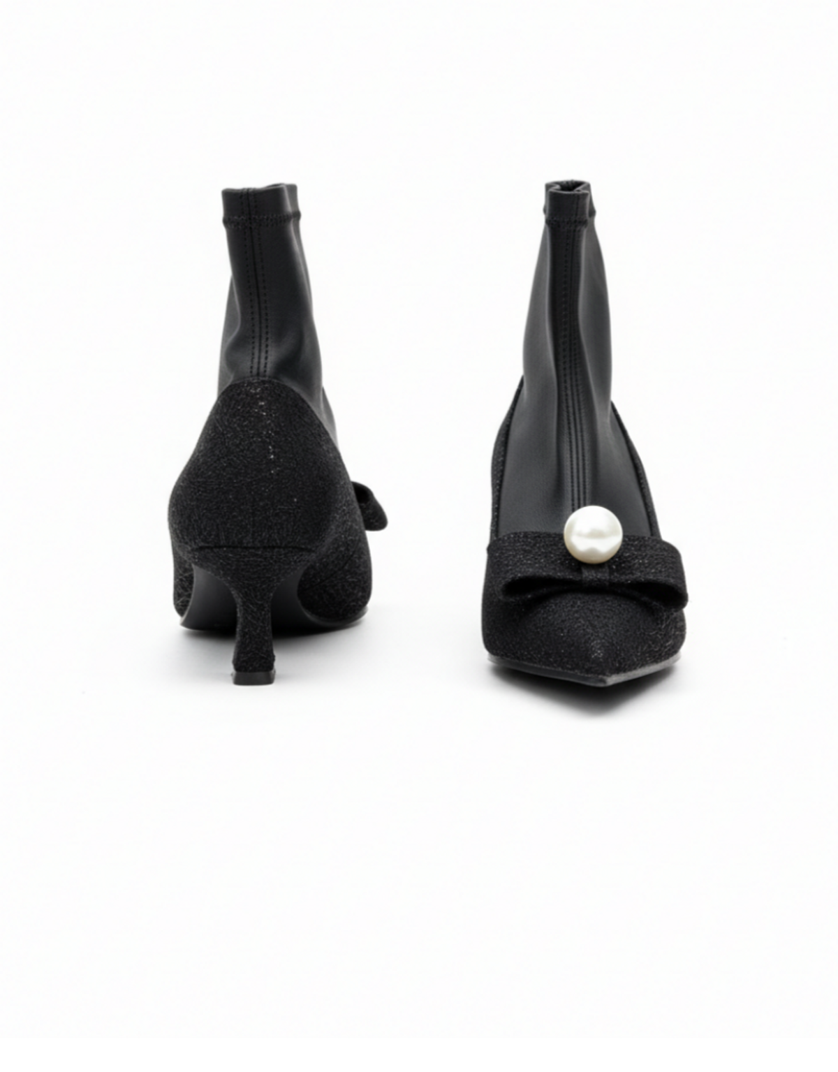인더발코니(IN THE BALCONY) 25 FW Clarte 리본 진주 큐빅 볼 스판 앵클부츠