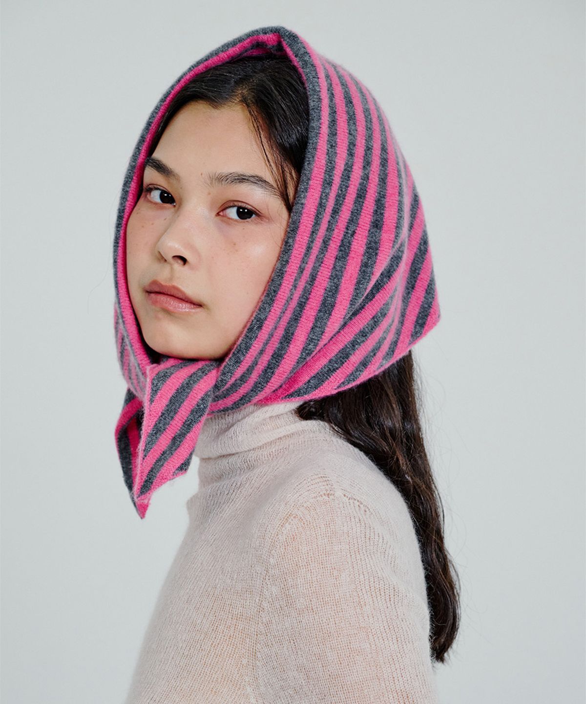 더애틋(THE AÉTUT) Stripe Cashmere Knit Scarf_Pink