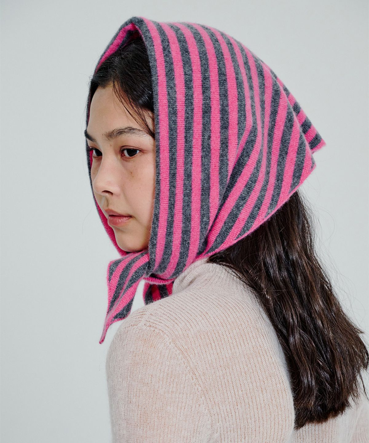 더애틋(THE AÉTUT) Stripe Cashmere Knit Scarf_Pink