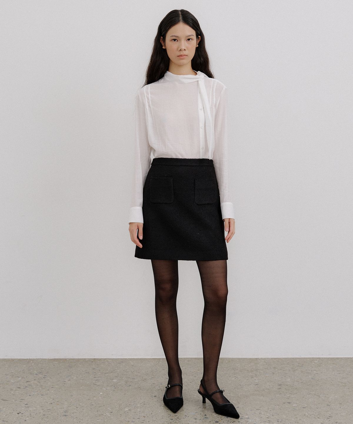 오떼뜨(OCTETTE) LUS WOOL POCKET MINI SKIRT_2COLOR