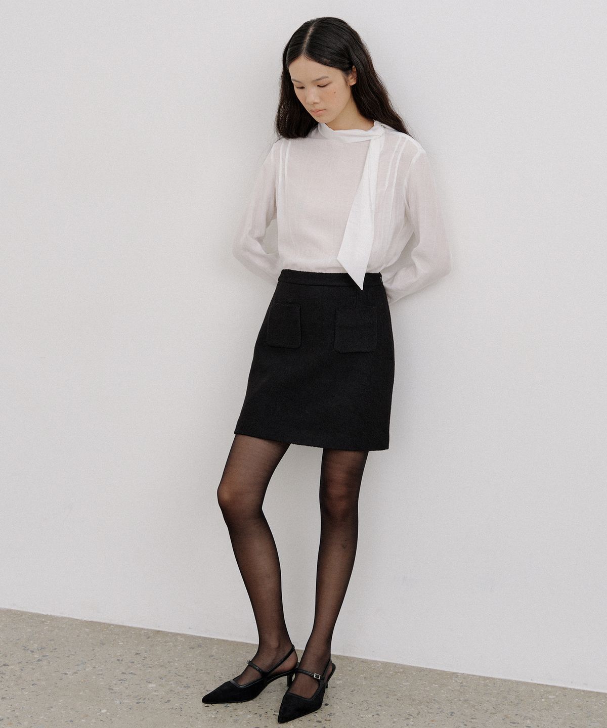 오떼뜨(OCTETTE) LUS WOOL POCKET MINI SKIRT_2COLOR