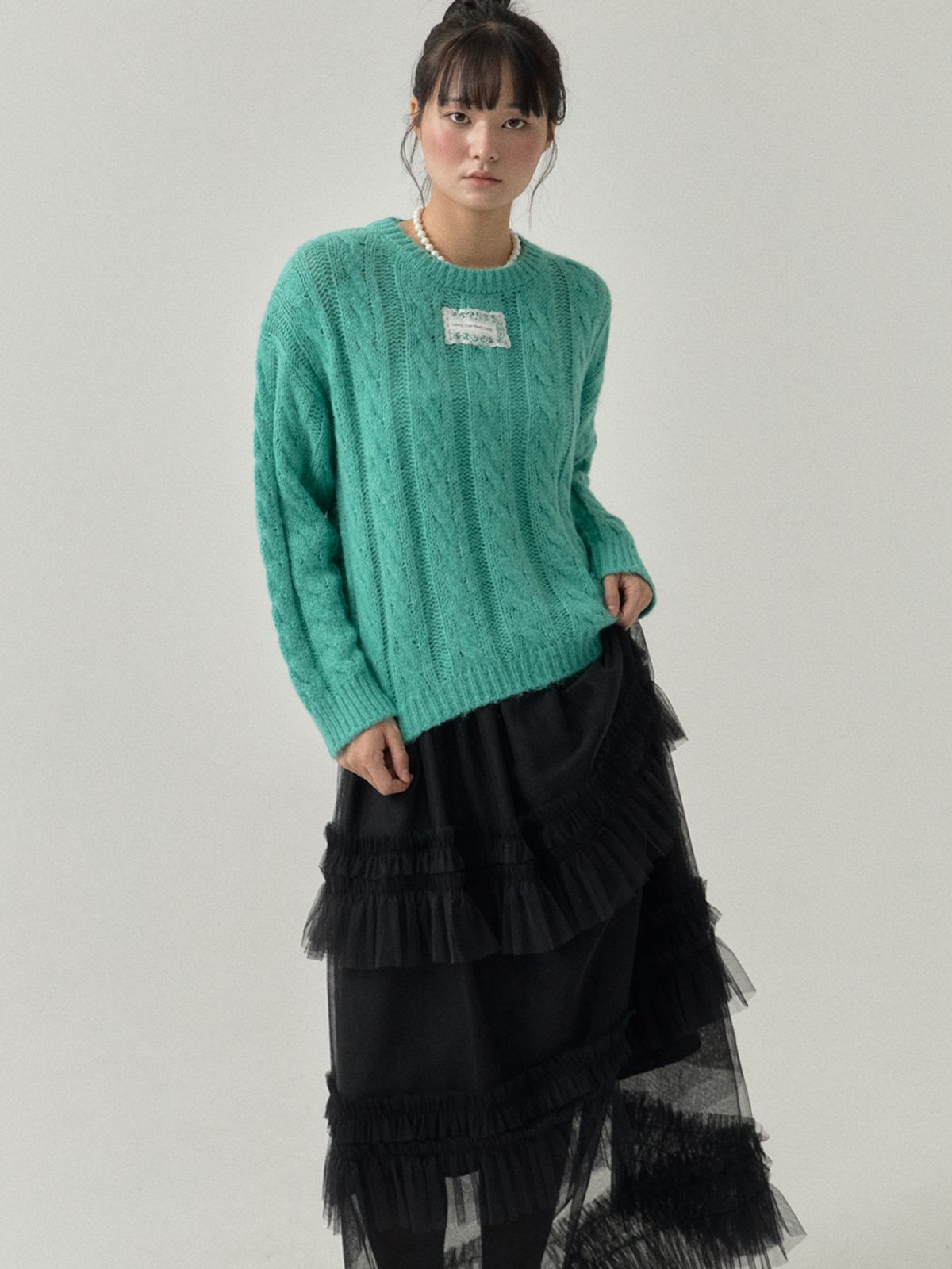 쏘리, 투 머치 러브(SORRY, TOO MUCH LOVE) Classic Cable Wool Blend Knit_Mint_Green
