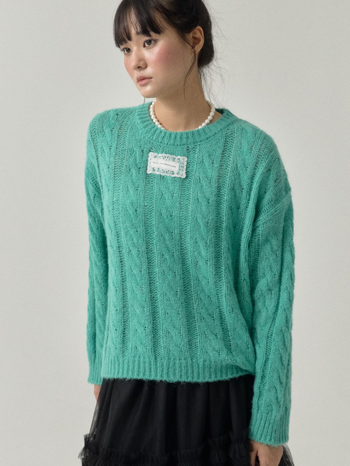 쏘리, 투 머치 러브(SORRY, TOO MUCH LOVE) Classic Cable Wool Blend Knit_Mint_Green