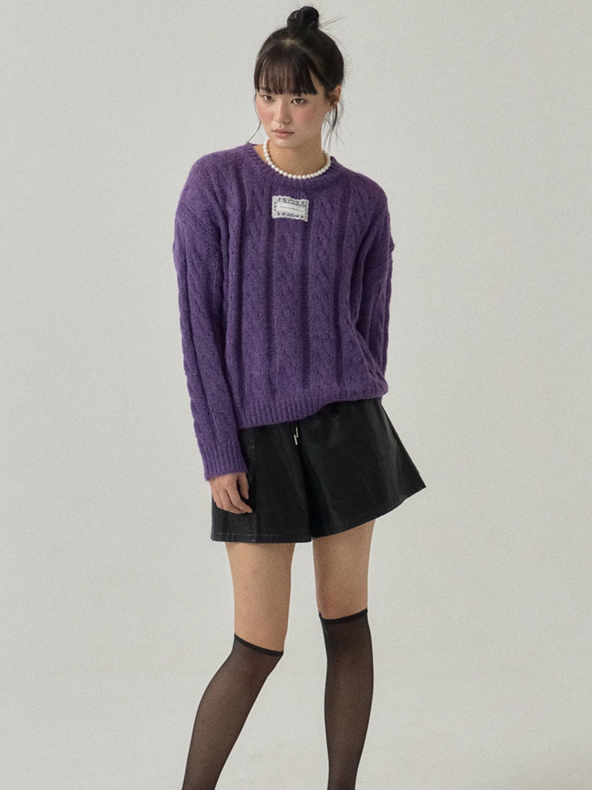 쏘리, 투 머치 러브(SORRY, TOO MUCH LOVE) Classic Cable Wool Blend Knit_Purple