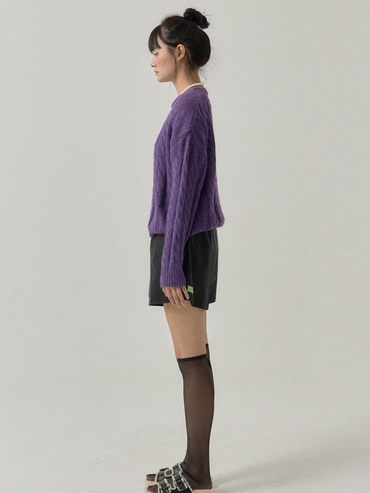쏘리, 투 머치 러브(SORRY, TOO MUCH LOVE) Classic Cable Wool Blend Knit_Purple