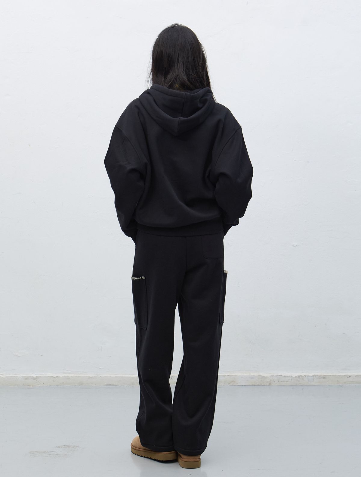 제너럴아이디어(GENERALIDEA) UNISEX 스티치 스웻 후드 세트 [BLACK] / SBE4U51013SET
