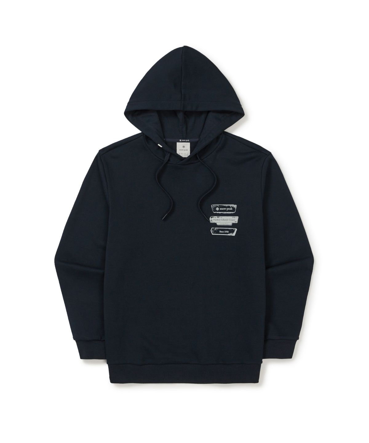 스노우피크 어패럴(SNOWPEAK APPAREL) 플로킹 로고 그래픽 후드 티셔츠 (S25FMFHD62) Dark Navy