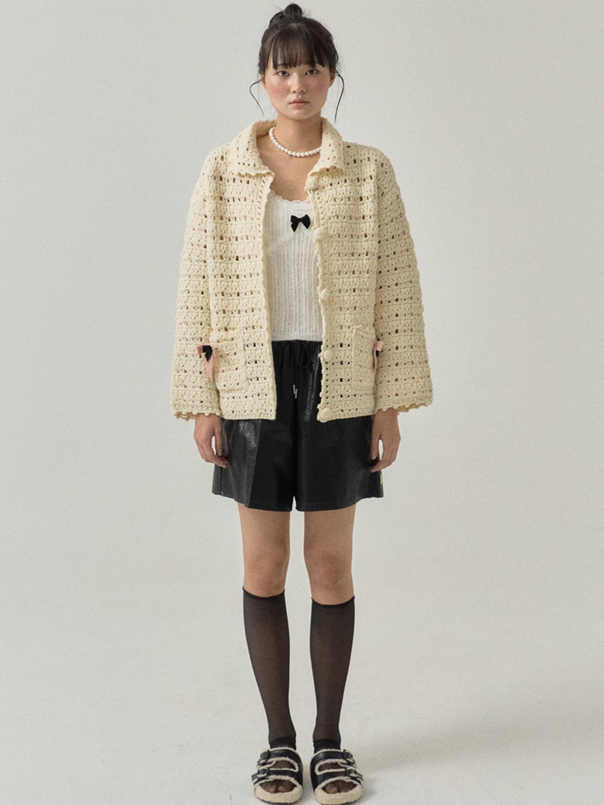 쏘리, 투 머치 러브(SORRY, TOO MUCH LOVE) Soft Memory Ribbon Wool Crochet Cardigan_Cream