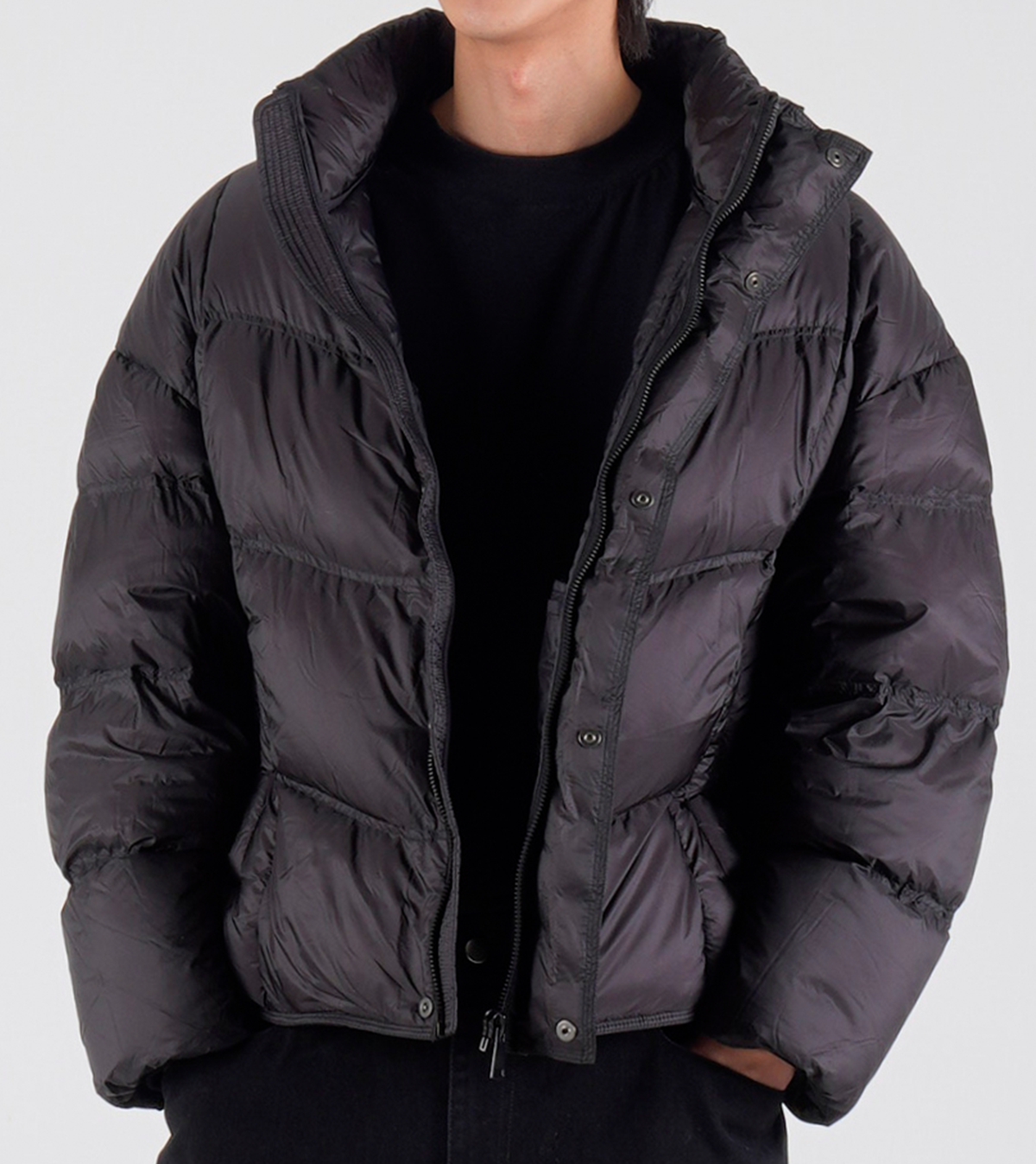 버튼서울(BUTTON SEOUL) [덕다운 90/10] 베이직 라이트 덕다운 패딩 자켓 (블랙)