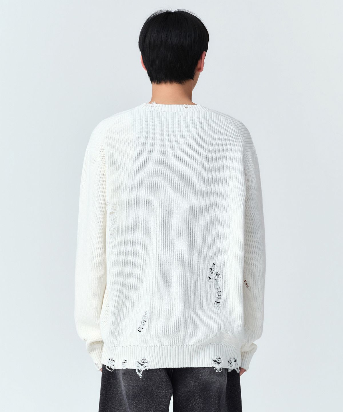 무신사 스탠다드(MUSINSA STANDARD) 디스트로이드 리브드 니트 [아이보리]