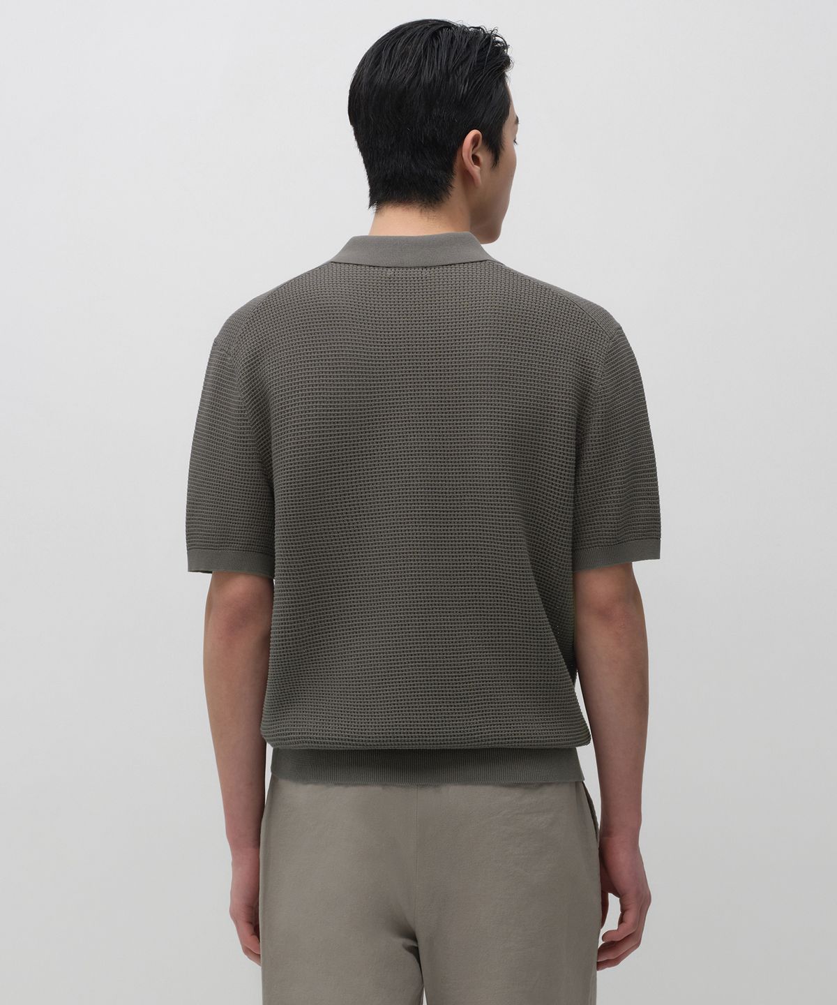 무신사 스탠다드(MUSINSA STANDARD) 크로셰 니티드 폴로 셔츠 [카키 그레이]