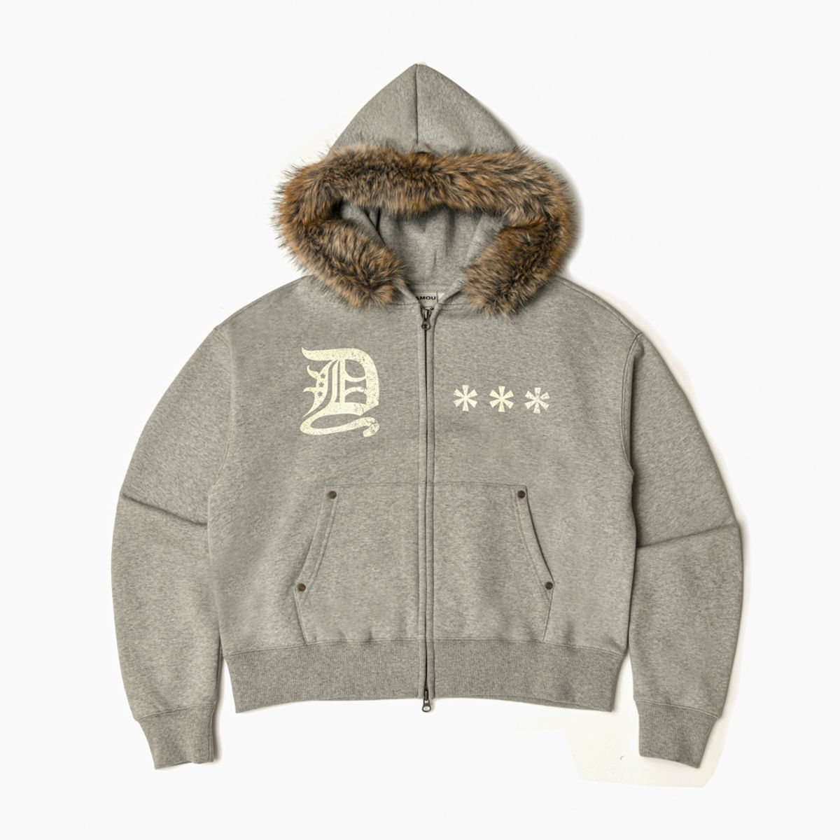 아모우(AMOU) AMOU Fur Hoodie Zip-Up GREY