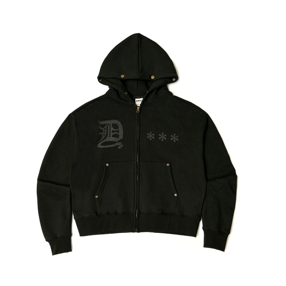아모우(AMOU) AMOU Fur Hoodie Zip-Up BLACK