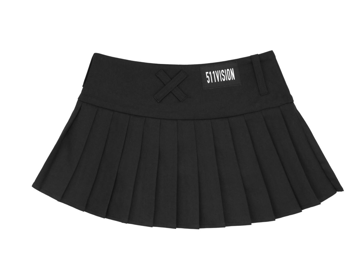 511비전(511VISION) AXIS POCKET PLEATS WRAP MINI SKIRT , BLACK