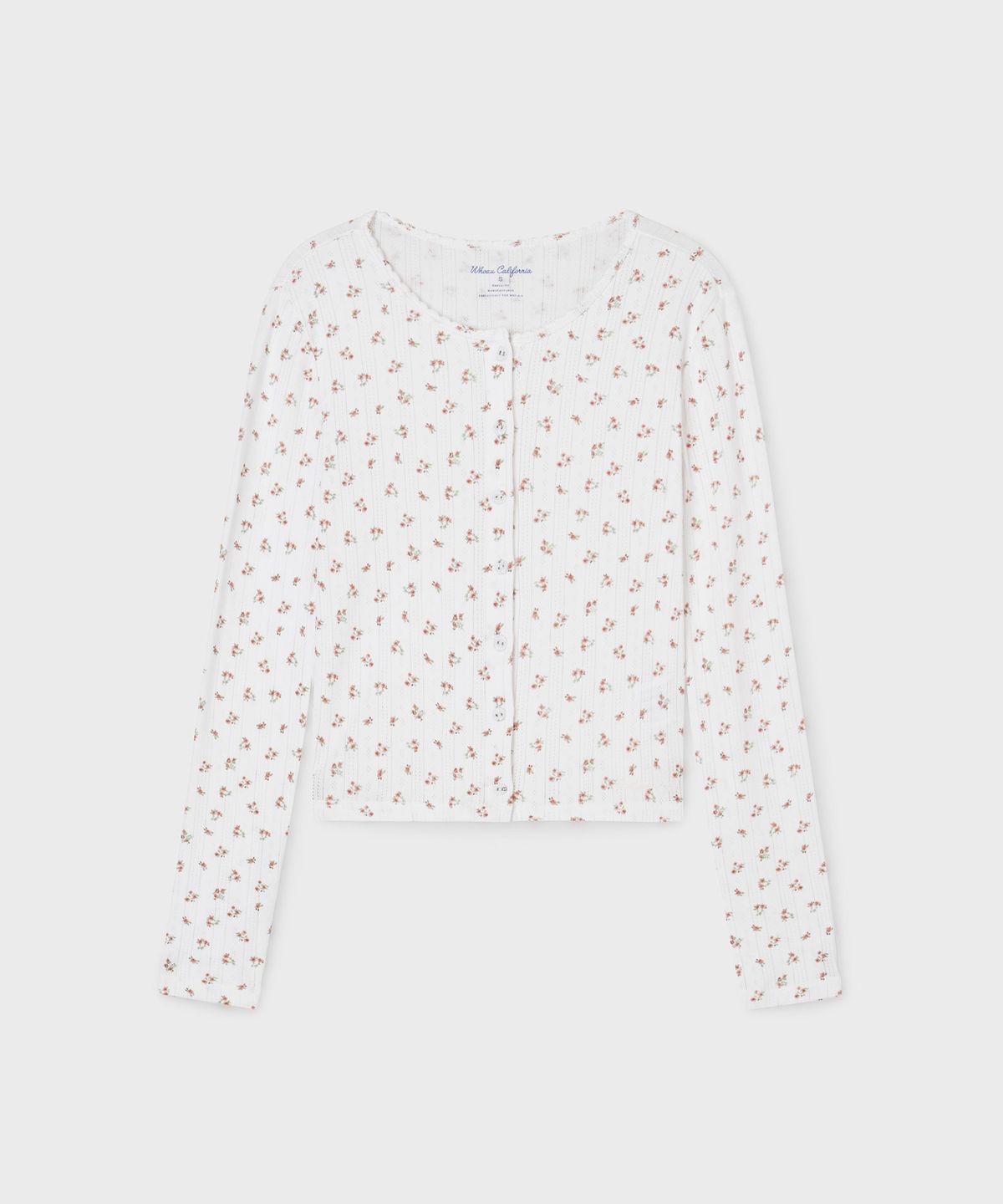 후아유(WHO.A.U) Eyelet Long Sleeve Cardigan / WHLAG2323F