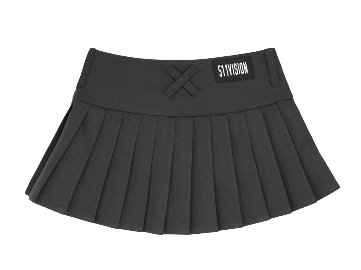 511비전(511VISION) AXIS POCKET PLEATS WRAP MINI SKIRT , CHARCOAL