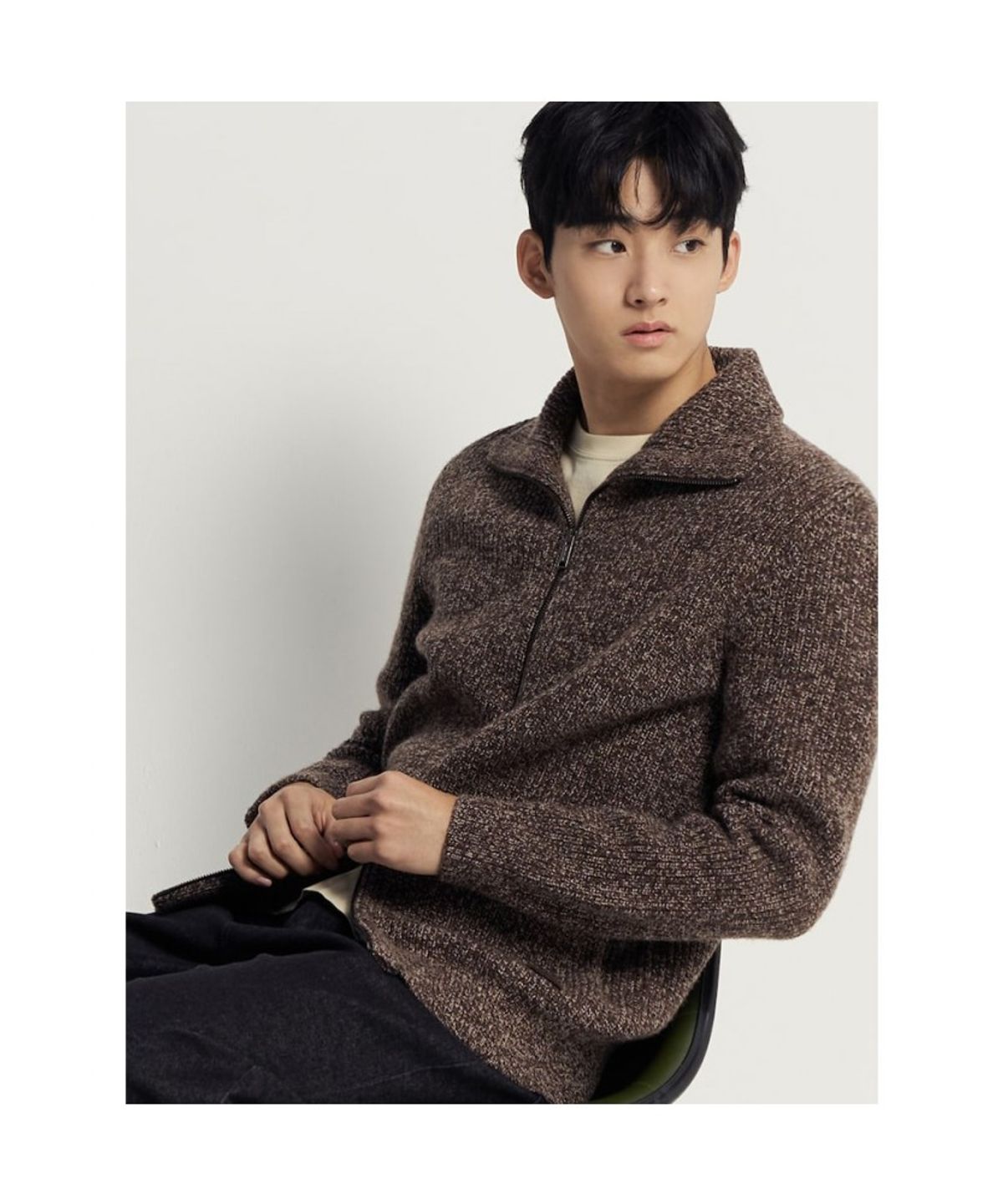 빈폴 멘(BEANPOLE MEN) 트위드 멜란지 카디건  브라운