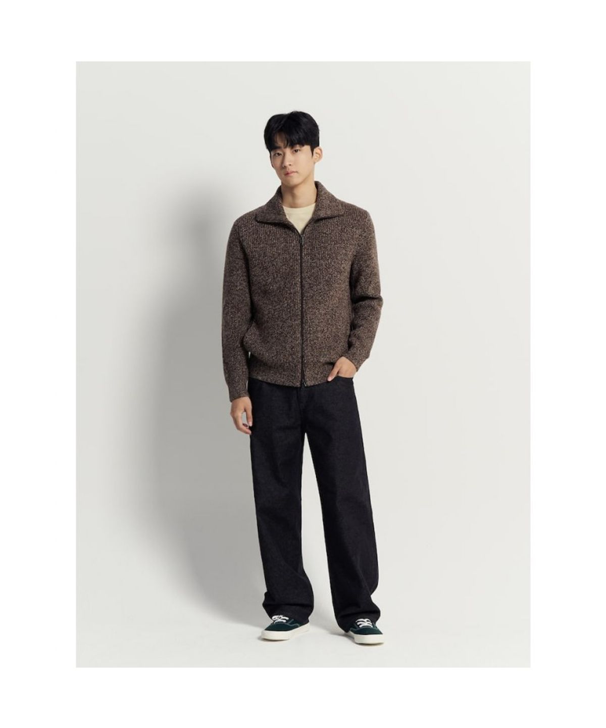 빈폴 멘(BEANPOLE MEN) 트위드 멜란지 카디건  브라운
