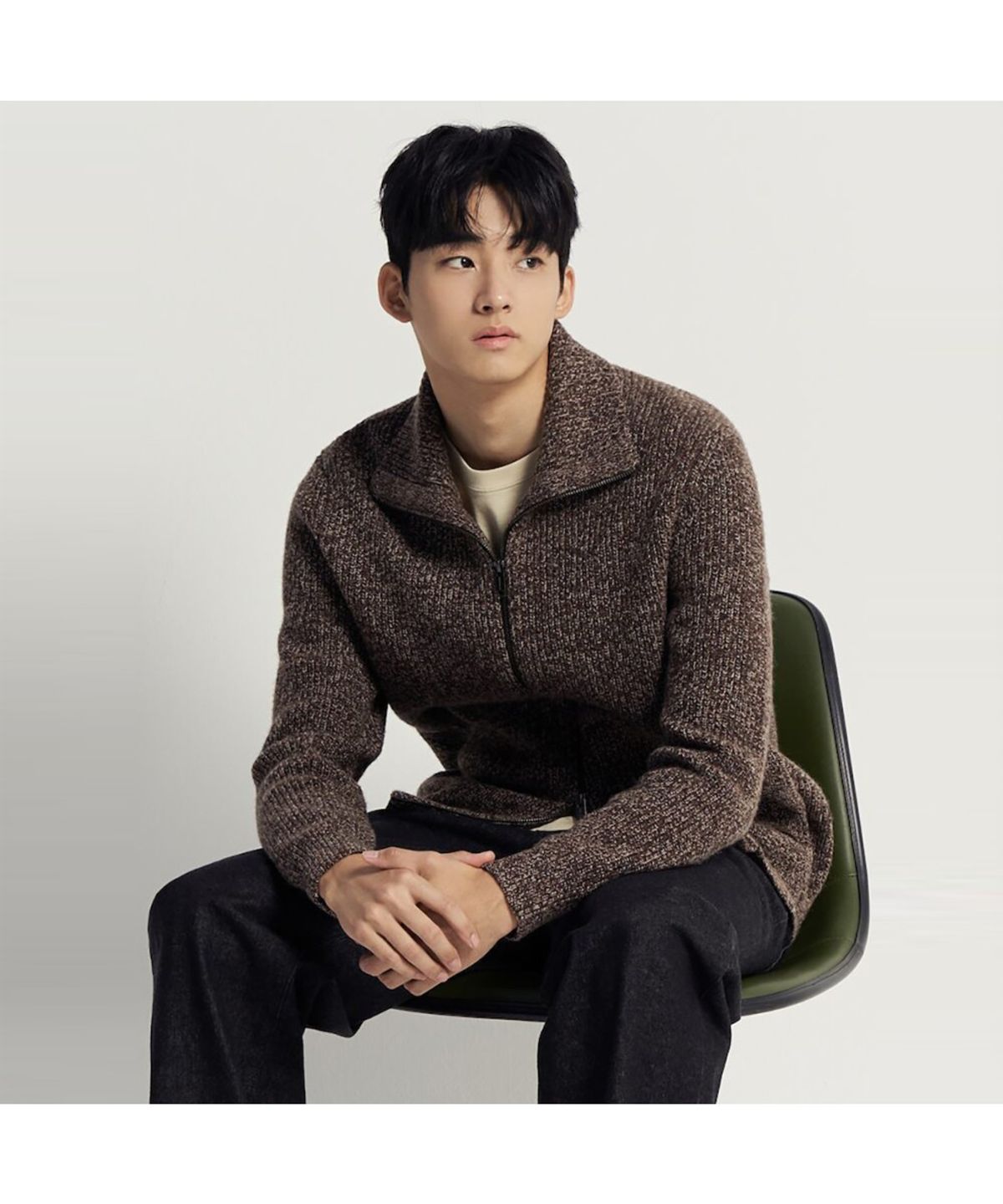 빈폴 멘(BEANPOLE MEN) 트위드 멜란지 카디건  브라운