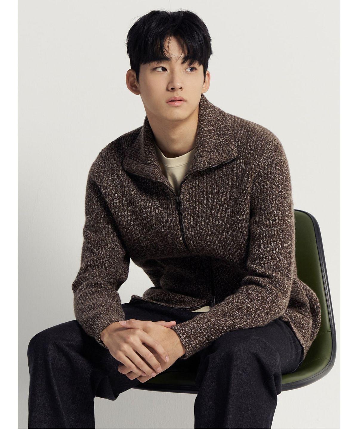 빈폴 멘(BEANPOLE MEN) 트위드 멜란지 카디건  브라운