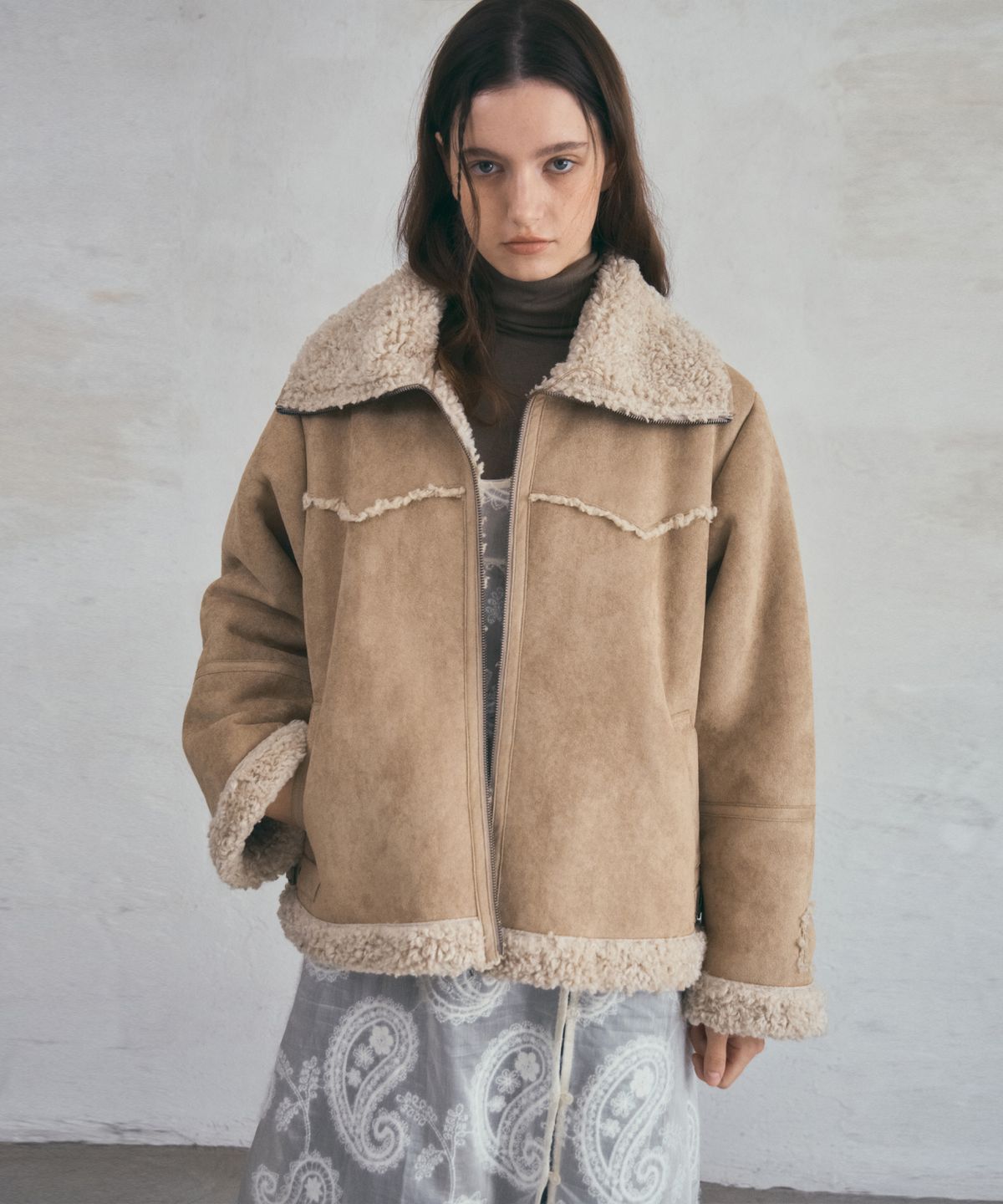 아우어노스텔지아(OURNOSTALGIA) Big Collar Westie Mustang Jumper_Brown(O25-OT08)