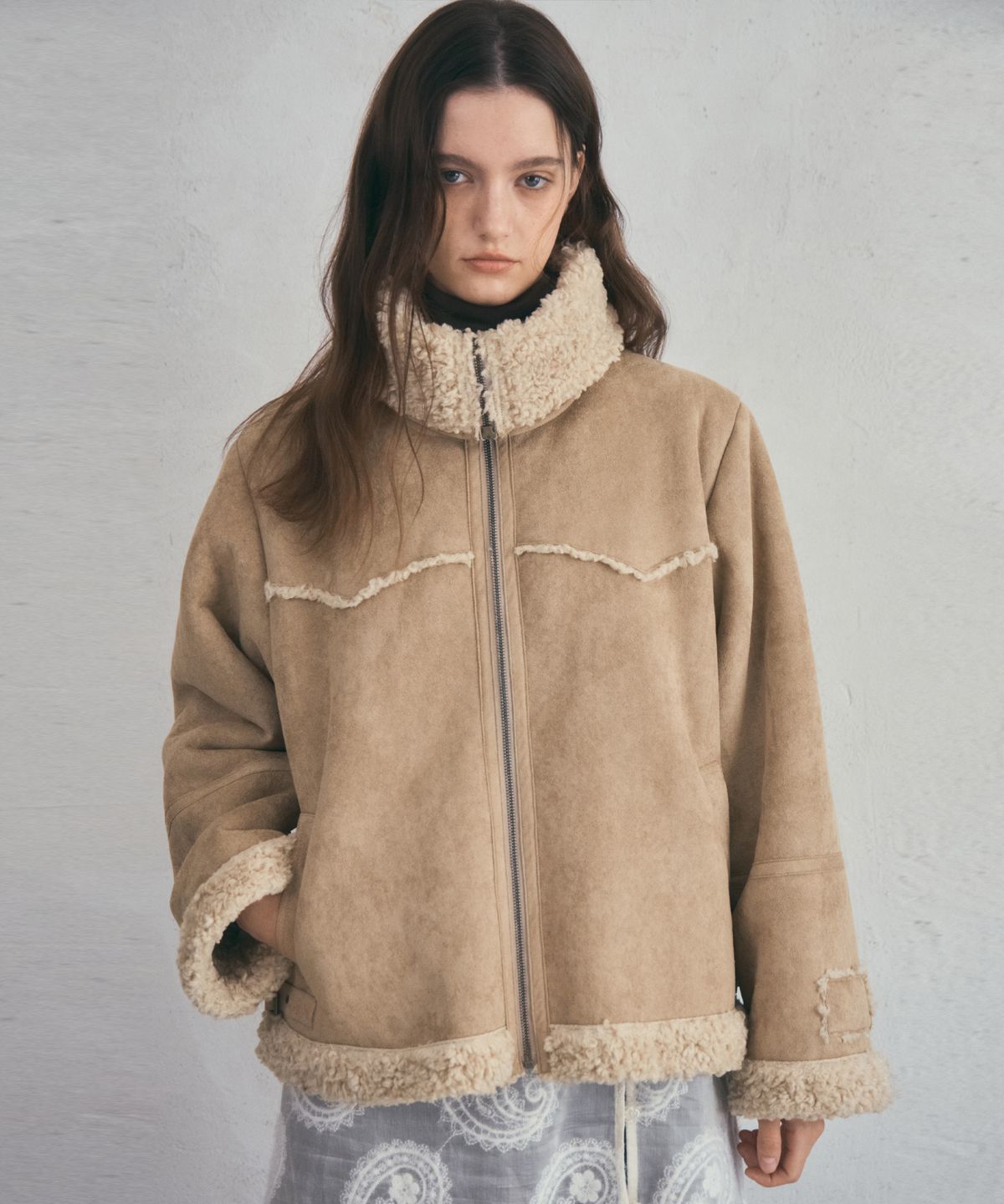 아우어노스텔지아(OURNOSTALGIA) Big Collar Westie Mustang Jumper_Brown(O25-OT08)