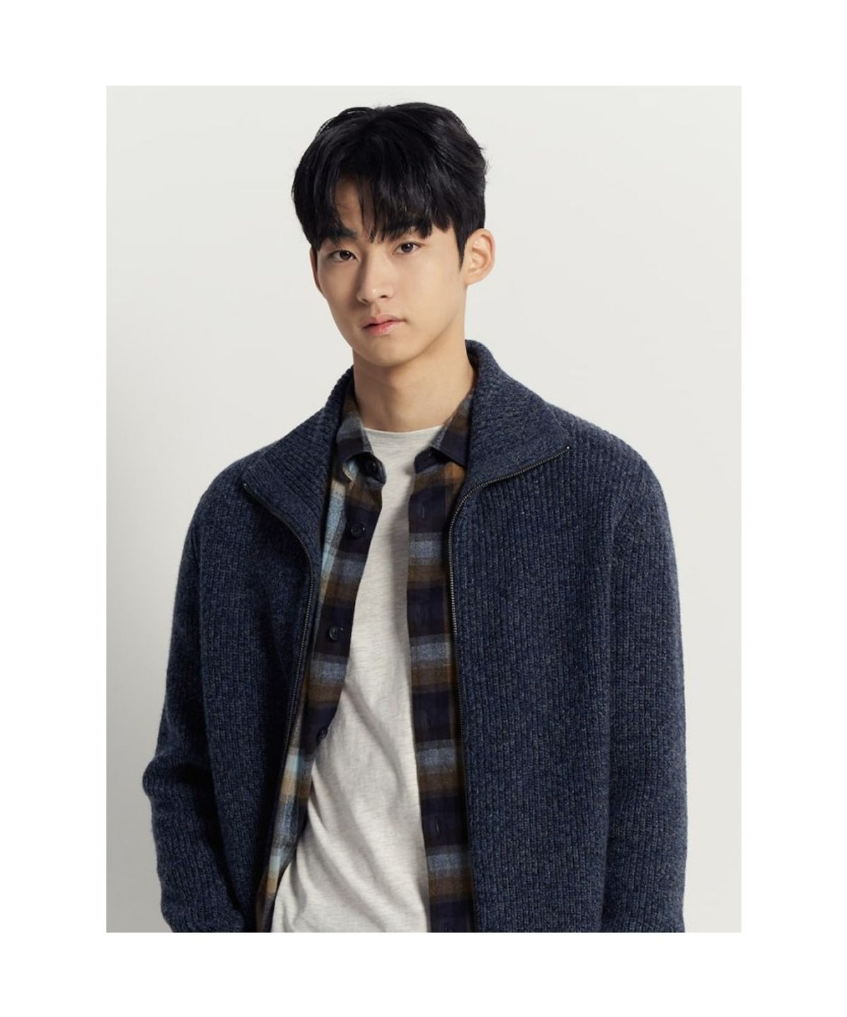 빈폴 멘(BEANPOLE MEN) 트위드 멜란지 카디건  네이비