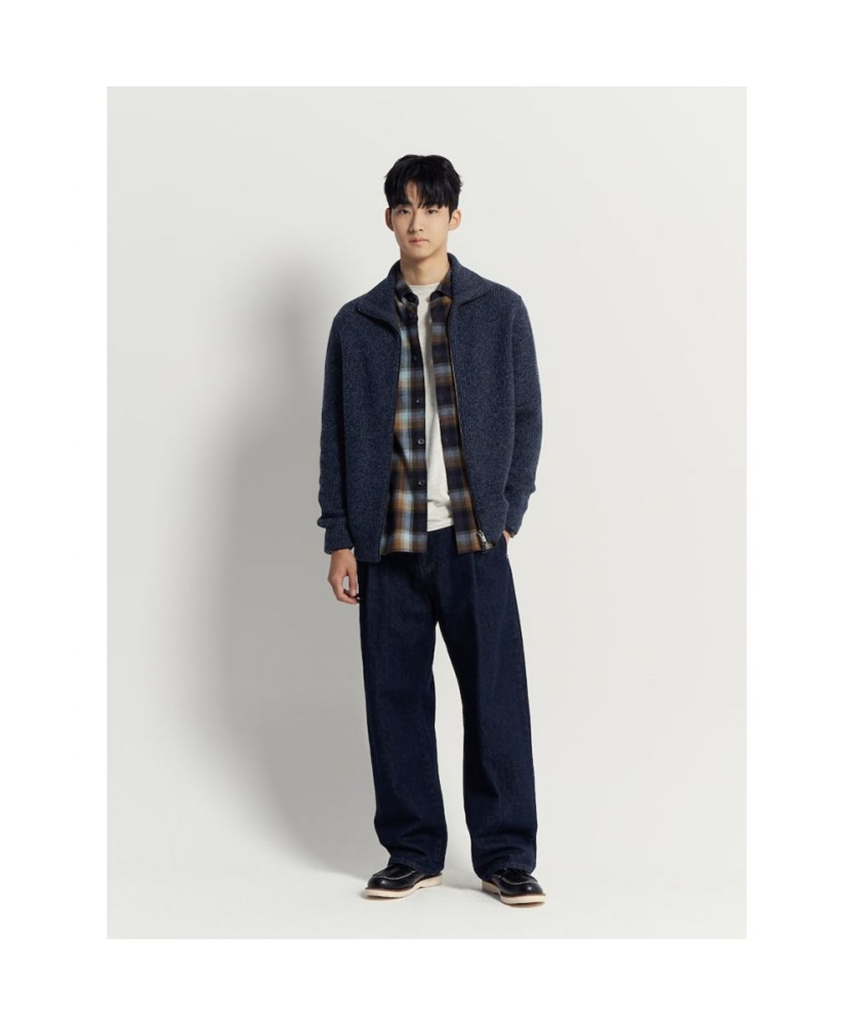 빈폴 멘(BEANPOLE MEN) 트위드 멜란지 카디건  네이비