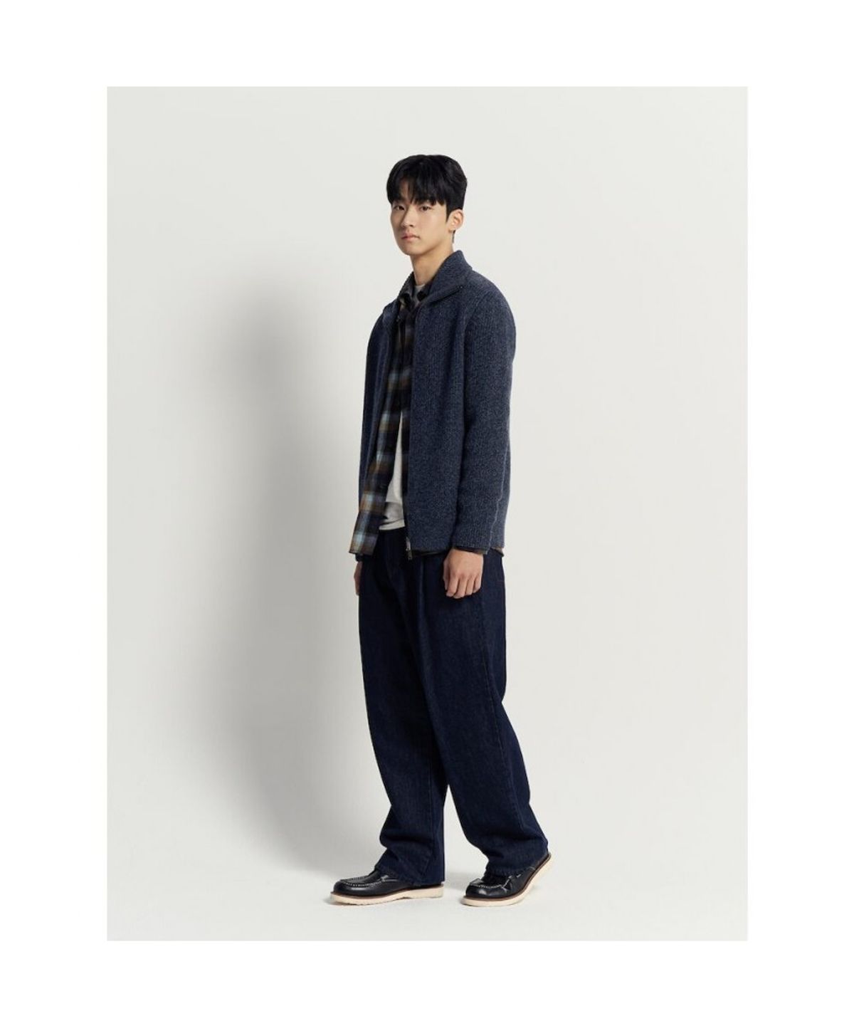 빈폴 멘(BEANPOLE MEN) 트위드 멜란지 카디건  네이비
