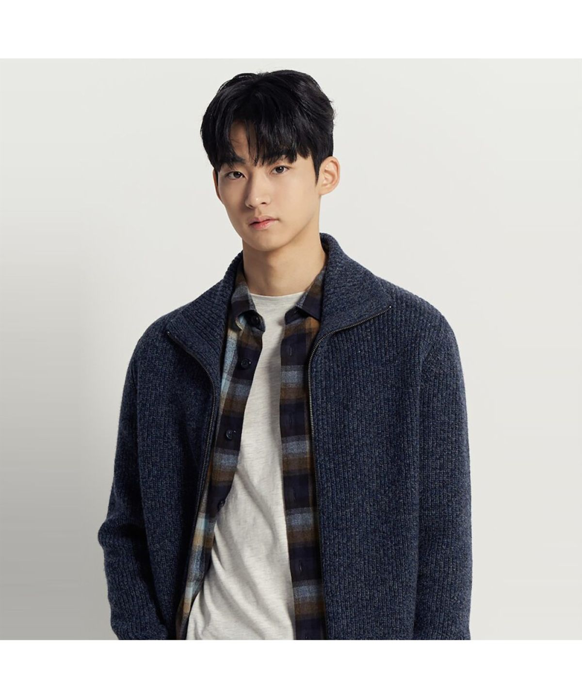 빈폴 멘(BEANPOLE MEN) 트위드 멜란지 카디건  네이비