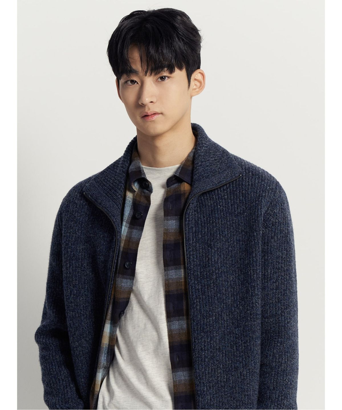빈폴 멘(BEANPOLE MEN) 트위드 멜란지 카디건  네이비