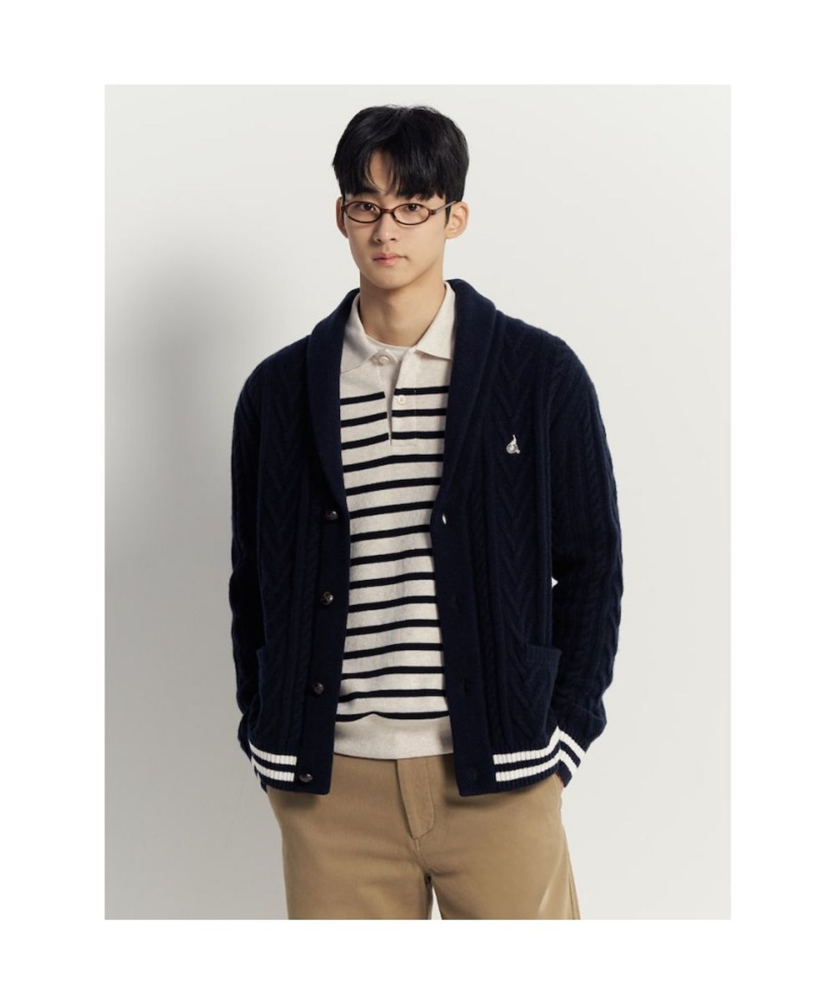 빈폴 멘(BEANPOLE MEN) 아란 숄넥 카디건  네이비